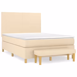 vidaXL Giroletto a Molle con Materasso Crema 140x200 cm in Tessuto - Vista aggiuntiva 2