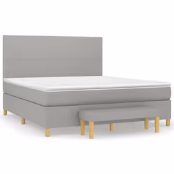 vidaXL Giroletto a Molle con Materasso Grigio Chiaro160x200 cm Tessuto - Vista aggiuntiva 2