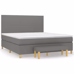 vidaXL Giroletto a Molle con Materasso Grigio Scuro 160x200 cm Tessuto - Vista aggiuntiva 2