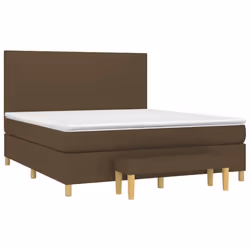 vidaXL Giroletto a Molle con Materasso Marrone Scuro 160x200cm Tessuto - Vista aggiuntiva 3