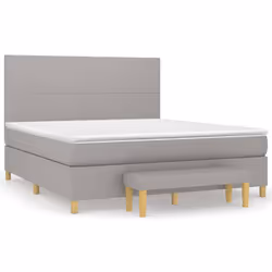 vidaXL Giroletto a Molle con Materasso Grigio Chiaro180x200 cm Tessuto - Vista aggiuntiva 2