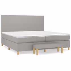 vidaXL Giroletto a Molle con Materasso Grigio Chiaro 200x200cm Tessuto - Vista aggiuntiva 2