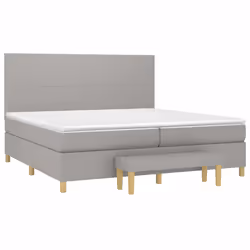 vidaXL Giroletto a Molle con Materasso Grigio Chiaro 200x200cm Tessuto - Vista aggiuntiva 3