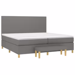 vidaXL Giroletto a Molle con Materasso Grigio Scuro 200x200 cm Tessuto - Vista aggiuntiva 3