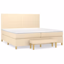 vidaXL Giroletto a Molle con Materasso Crema 200x200 cm in Tessuto - Vista aggiuntiva 2