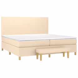 vidaXL Giroletto a Molle con Materasso Crema 200x200 cm in Tessuto - Vista aggiuntiva 3