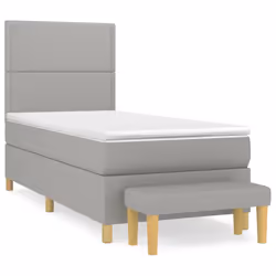 vidaXL Giroletto a Molle con Materasso Grigio Chiaro 90x190 cm Tessuto - Vista aggiuntiva 2
