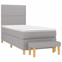 vidaXL Giroletto a Molle con Materasso Grigio Chiaro 90x200 cm Tessuto - Vista aggiuntiva 3