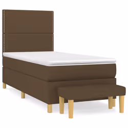 vidaXL Giroletto a Molle con Materasso Marrone Scuro 90x200 cm Tessuto - Vista aggiuntiva 2