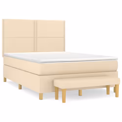 vidaXL Giroletto a Molle con Materasso Crema 140x200 cm in Tessuto - Vista aggiuntiva 2