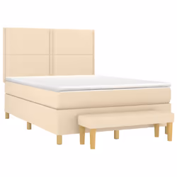 vidaXL Giroletto a Molle con Materasso Crema 140x200 cm in Tessuto - Vista aggiuntiva 3
