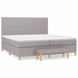vidaXL Giroletto a Molle con Materasso Grigio Chiaro 200x200cm Tessuto - Vista aggiuntiva 2