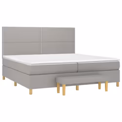 vidaXL Giroletto a Molle con Materasso Grigio Chiaro 200x200cm Tessuto - Vista aggiuntiva 3