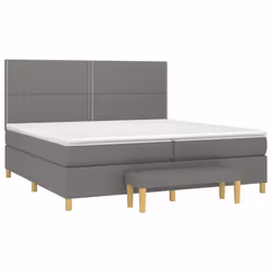 vidaXL Giroletto a Molle con Materasso Grigio Scuro 200x200 cm Tessuto - Vista aggiuntiva 3