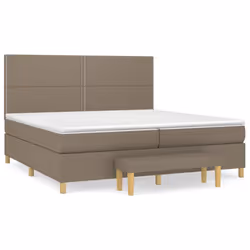 vidaXL Giroletto a Molle con Materasso Tortora 200x200 cm in Tessuto - Vista aggiuntiva 2