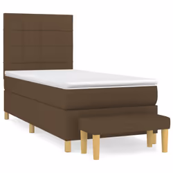 vidaXL Giroletto a Molle con Materasso Marrone Scuro 90x200 cm Tessuto - Vista aggiuntiva 2