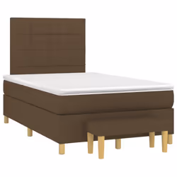 vidaXL Giroletto a Molle con Materasso Marrone Scuro 120x200cm Tessuto - Vista aggiuntiva 3
