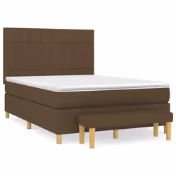 vidaXL Giroletto a Molle con Materasso Marrone Scuro 140x190cm Tessuto - Vista aggiuntiva 2