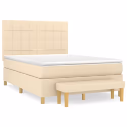 vidaXL Giroletto a Molle con Materasso Crema 140x200 cm in Tessuto - Vista aggiuntiva 2