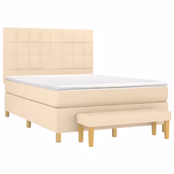 vidaXL Giroletto a Molle con Materasso Crema 140x200 cm in Tessuto - Vista aggiuntiva 3