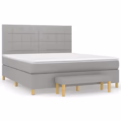 vidaXL Giroletto a Molle con Materasso Grigio Chiaro160x200 cm Tessuto - Vista aggiuntiva 2