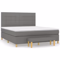 vidaXL Giroletto a Molle con Materasso Grigio Scuro 160x200 cm Tessuto - Vista aggiuntiva 2