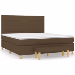 vidaXL Giroletto a Molle con Materasso Marrone Scuro 160x200cm Tessuto - Vista aggiuntiva 2