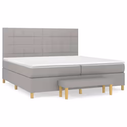 vidaXL Giroletto a Molle con Materasso Grigio Chiaro 200x200cm Tessuto - Vista aggiuntiva 2