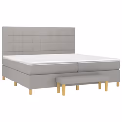 vidaXL Giroletto a Molle con Materasso Grigio Chiaro 200x200cm Tessuto - Vista aggiuntiva 3