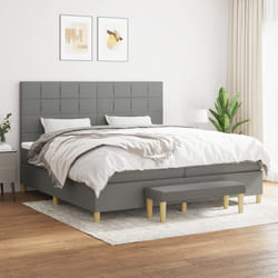 vidaXL Giroletto a Molle con Materasso Grigio Scuro 200x200 cm Tessuto