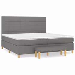 vidaXL Giroletto a Molle con Materasso Grigio Scuro 200x200 cm Tessuto - Vista aggiuntiva 2