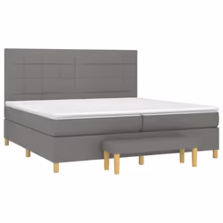 vidaXL Giroletto a Molle con Materasso Grigio Scuro 200x200 cm Tessuto - Vista aggiuntiva 3