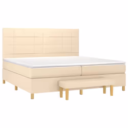 vidaXL Giroletto a Molle con Materasso Crema 200x200 cm in Tessuto - Vista aggiuntiva 3