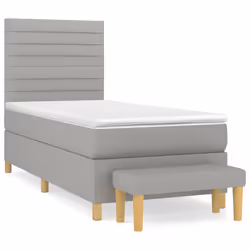 vidaXL Giroletto a Molle con Materasso Grigio Chiaro 90x200 cm Tessuto - Vista aggiuntiva 2