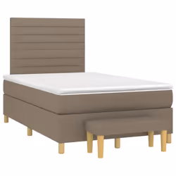 vidaXL Giroletto a Molle con Materasso Tortora 120x200 cm in Tessuto - Vista aggiuntiva 3