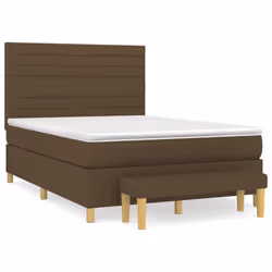 vidaXL Giroletto a Molle con Materasso Marrone Scuro 140x190cm Tessuto - Vista aggiuntiva 2