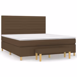 vidaXL Giroletto a Molle con Materasso Marrone Scuro 160x200cm Tessuto - Vista aggiuntiva 2