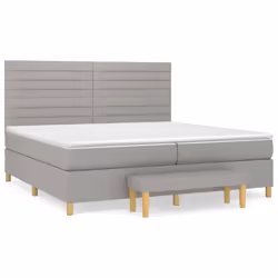 vidaXL Giroletto a Molle con Materasso Grigio Chiaro 200x200cm Tessuto - Vista aggiuntiva 2
