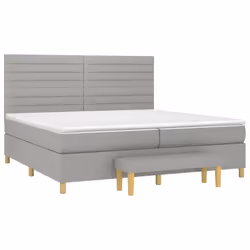 vidaXL Giroletto a Molle con Materasso Grigio Chiaro 200x200cm Tessuto - Vista aggiuntiva 3