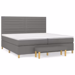 vidaXL Giroletto a Molle con Materasso Grigio Scuro 200x200 cm Tessuto - Vista aggiuntiva 2