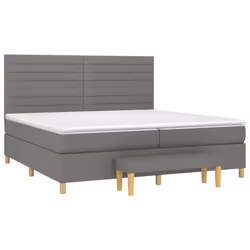 vidaXL Giroletto a Molle con Materasso Grigio Scuro 200x200 cm Tessuto - Vista aggiuntiva 3