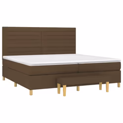 vidaXL Giroletto a Molle con Materasso Marrone Scuro 200x200cm Tessuto - Vista aggiuntiva 3