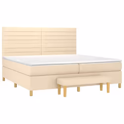 vidaXL Giroletto a Molle con Materasso Crema 200x200 cm in Tessuto - Vista aggiuntiva 3