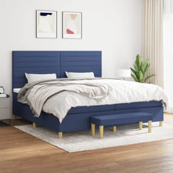 vidaXL Giroletto a Molle con Materasso Blu 200x200 cm in Tessuto