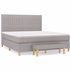 vidaXL Giroletto a Molle con Materasso Grigio Chiaro160x200 cm Tessuto - Vista aggiuntiva 2