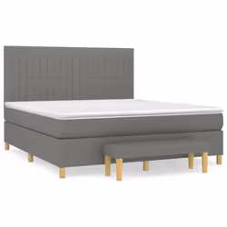 vidaXL Giroletto a Molle con Materasso Grigio Scuro 160x200 cm Tessuto - Vista aggiuntiva 2