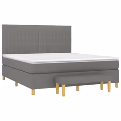 vidaXL Giroletto a Molle con Materasso Grigio Scuro 160x200 cm Tessuto - Vista aggiuntiva 3