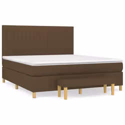vidaXL Giroletto a Molle con Materasso Marrone Scuro 160x200cm Tessuto - Vista aggiuntiva 2