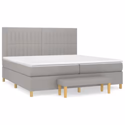 vidaXL Giroletto a Molle con Materasso Grigio Chiaro 200x200cm Tessuto - Vista aggiuntiva 2