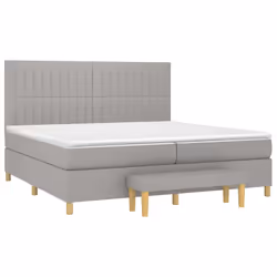 vidaXL Giroletto a Molle con Materasso Grigio Chiaro 200x200cm Tessuto - Vista aggiuntiva 3
